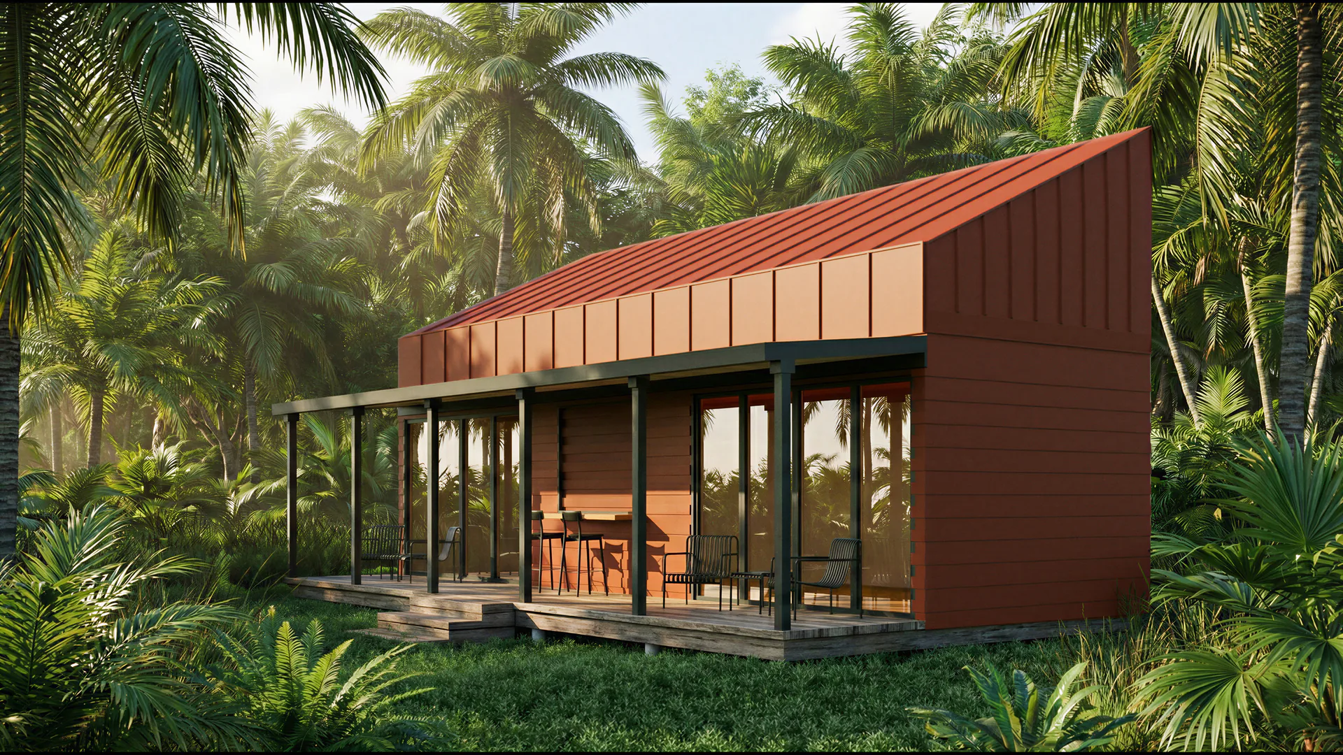 Módulo 3 — casa prefabricada, vista exterior